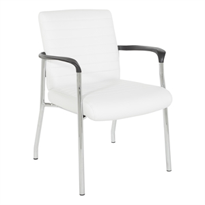 Maklaine Guest Chair in White Faux Leather with Chrome Frame