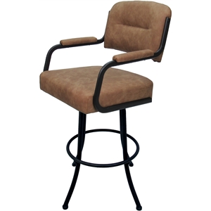 Maklaine Swivel Metal Extra Tall Stool 34&quot Seat in Pecan Brown Vinyl and Black
