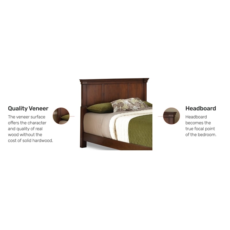 Maklaine Wood Modern Traditional King Headboard in Brown Finish