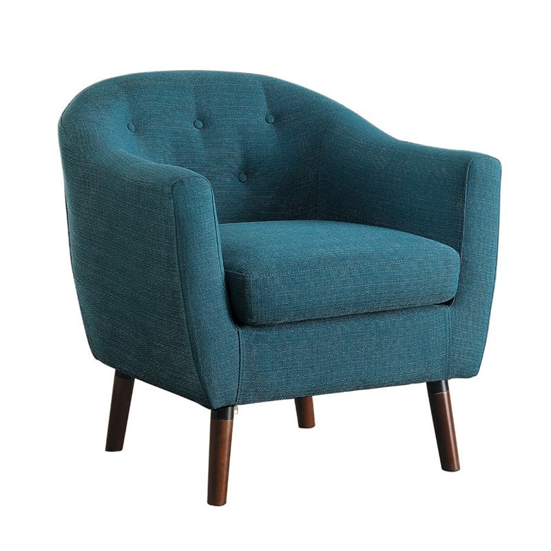 Maklaine Mid-Century Upholstered Fabric Accent Chair in Blue