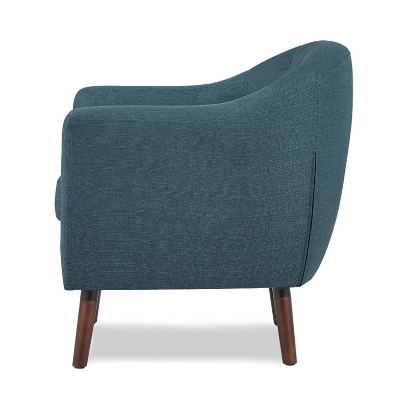 Maklaine Mid-Century Upholstered Fabric Accent Chair in Blue