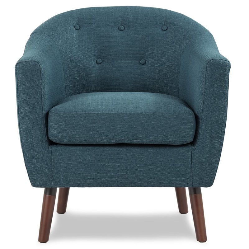 Maklaine Mid-Century Upholstered Fabric Accent Chair in Blue