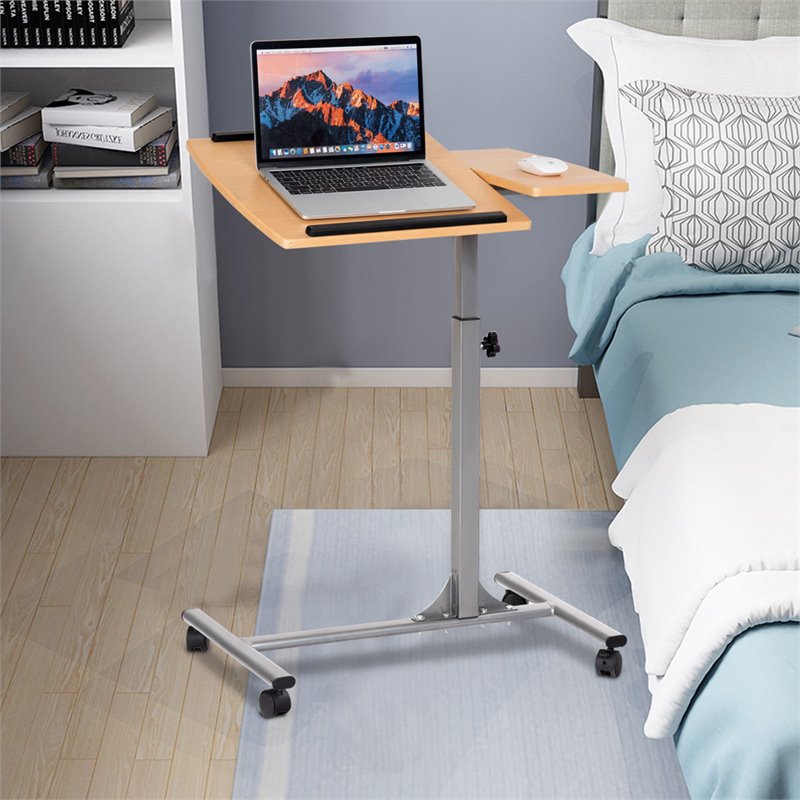 Maklaine Contemporary Iron and MDF Adjustable Laptop Table in Gray