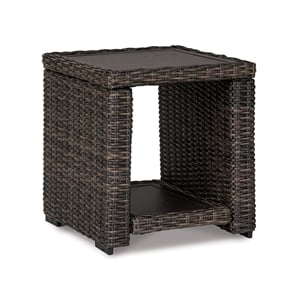 Maklaine Modern / Contemporary Square Patio End Table in Brown