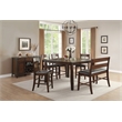 Maklaine Wood Counter Height Dining Bench with Back in Cherry