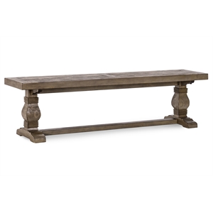 Maklaine 66&quot Transitional Reclaimed Pine Wood Bench in Weathered Brown