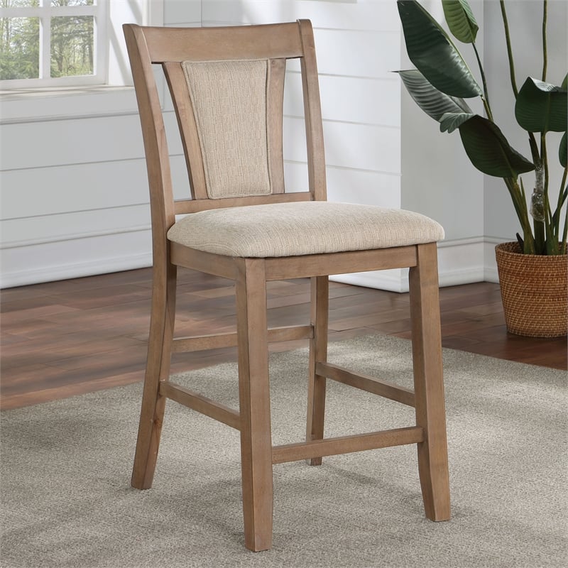 Maklaine Transitional Wood Counter Stool in Natural (Set of 2)