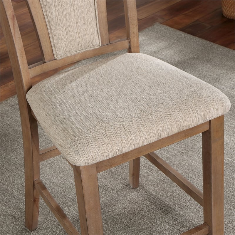 Maklaine Transitional Wood Counter Stool in Natural (Set of 2)