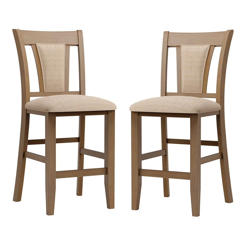 Maklaine Transitional Wood Counter Stool in Natural (Set of 2)