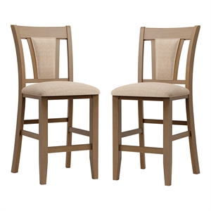 Maklaine Transitional Wood Counter Stool in Natural (Set of 2)