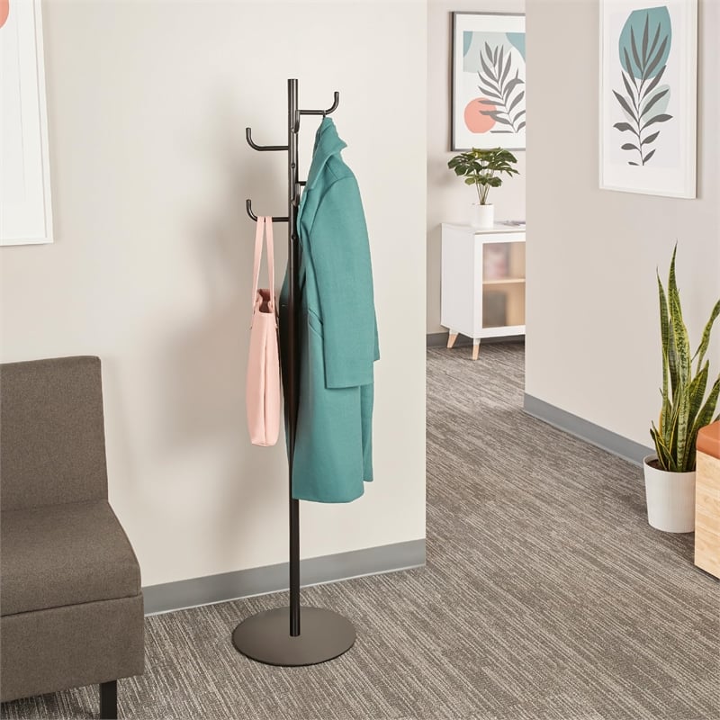 Maklaine Traditional Steel Hook Head Coat Rack in Black - 15