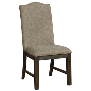 Maklaine Transitional Fabric Nailhead Side Chair in Espresso (Set of 2)