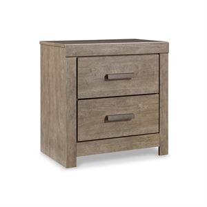 Maklaine Contemporary Engineered Wood 2-Drawer Night Stand-Gray