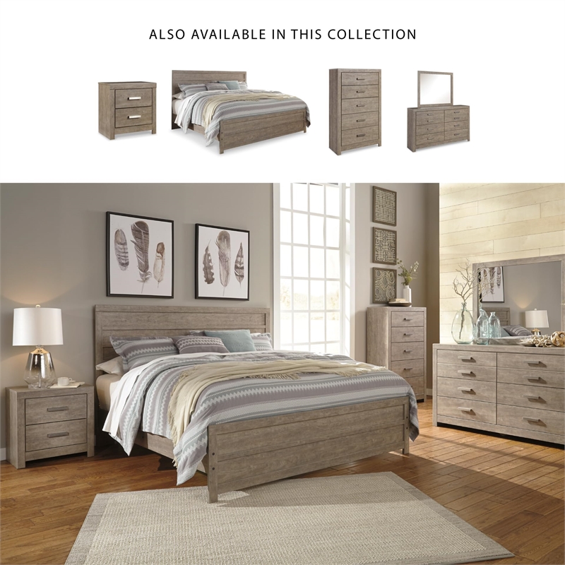 Maklaine Contemporary Engineered Wood 2-Drawer Night Stand-Gray