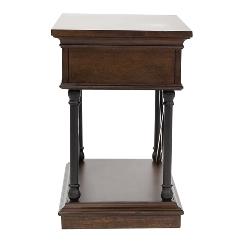 Maklaine Modern / Contemporary 1-Drawer Chair Side Table in Brown