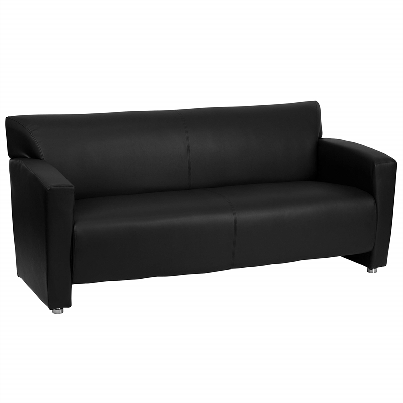 Maklaine Elegant Modern / Contemporary Leather Sofa in Black Finish