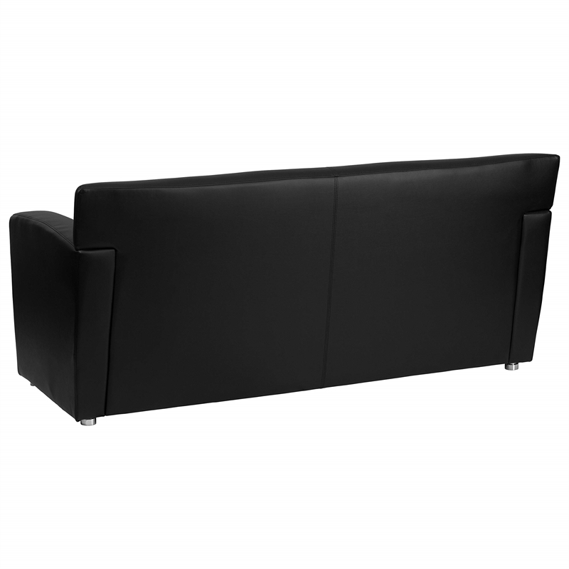 Maklaine Elegant Modern / Contemporary Leather Sofa in Black Finish