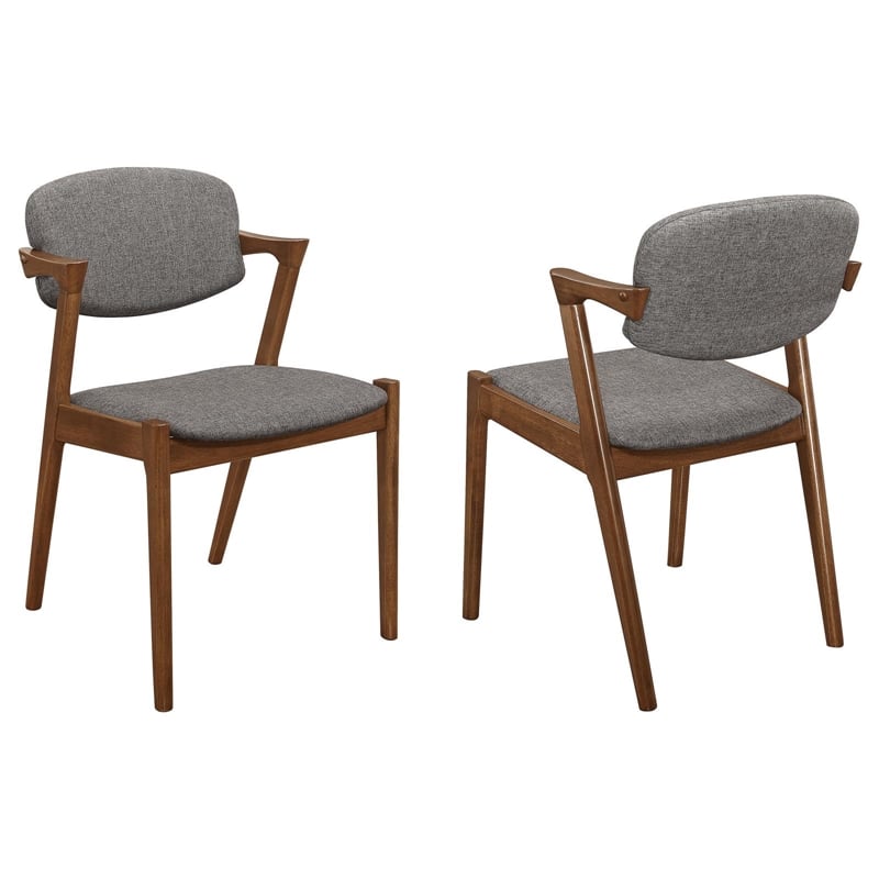 Maklaine Mid-Century Open Back Fabric Dining Chairs in Gray Finish