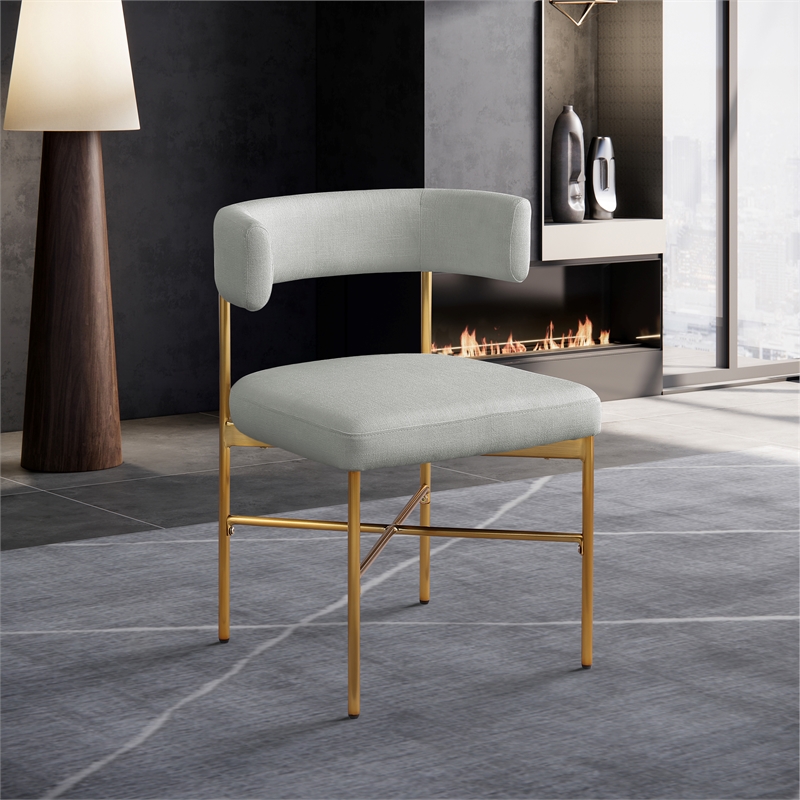 Maklaine Contemporary Gray Linen Textured Fabric Dining Chair (Set of 2)