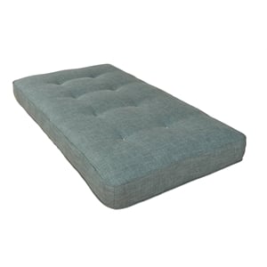 Maklaine Twin-size Tufted Fabric Daybed Mattress in Linen Aqua Blue