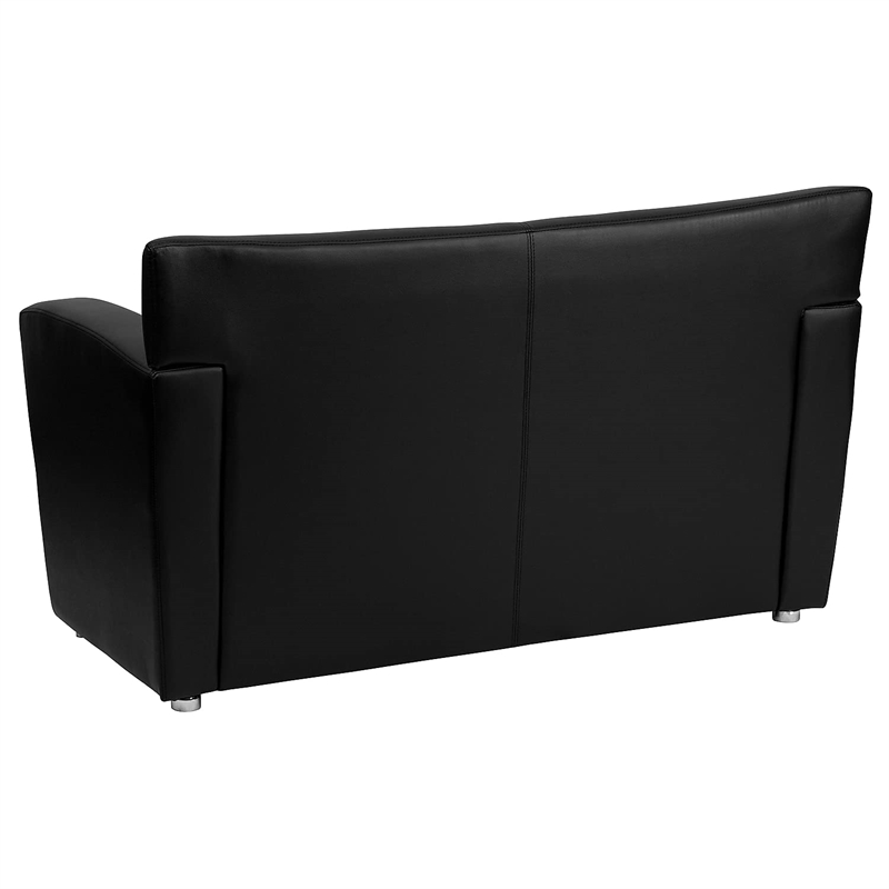 Maklaine Modern / Contemporary Leather Upholstered Loveseat in Black