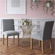 Maklaine Glass Top Dining Table in Tempered Glass with Brass