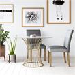 Maklaine Glass Top Dining Table in Tempered Glass with Brass