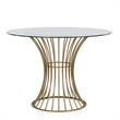 Maklaine Glass Top Dining Table in Tempered Glass with Brass