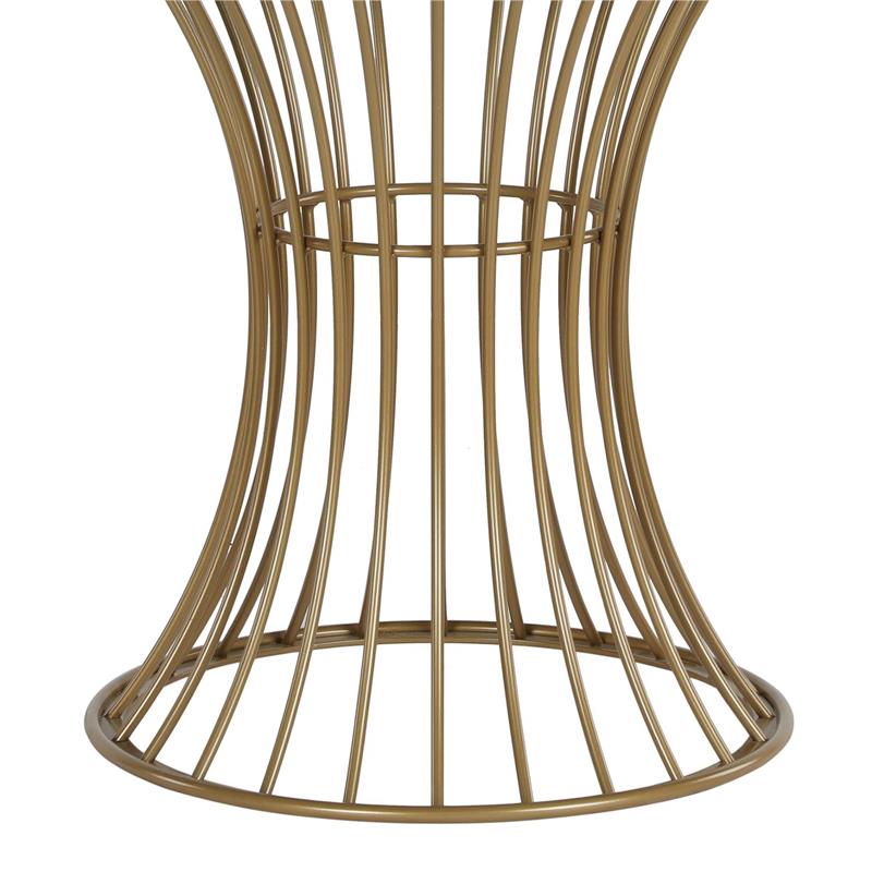 Maklaine Glass Top Dining Table in Tempered Glass with Brass