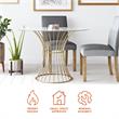 Maklaine Glass Top Dining Table in Tempered Glass with Brass