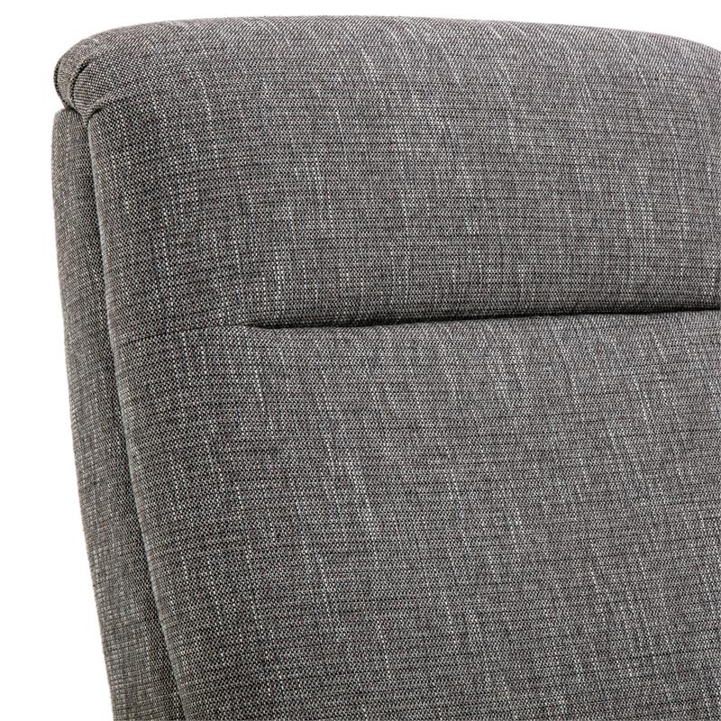 Maklaine Wood Arm Push Back Recliner in Gray Performance Fabric