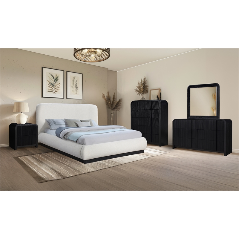 Maklaine Elegant Engineered Wood Contemporary Black Night Stand