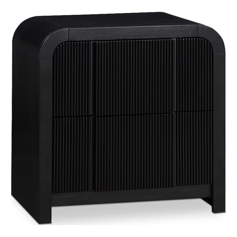 Maklaine Elegant Engineered Wood Contemporary Black Night Stand