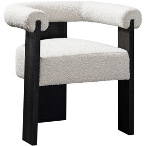 Maklaine Mid-Century Rich Cream Fabric and Solid Wood Black Frame Dining Chair