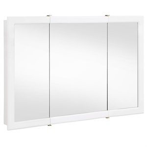 Maklaine Transitional 48-Inch Wood Medicine Cabinet in White Gloss