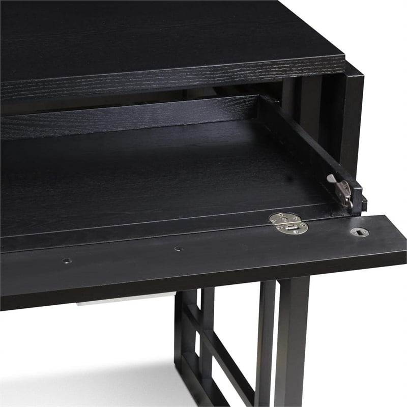 Maklaine Mid-Century Computer Wood Desk in Mission Oak Chocolate