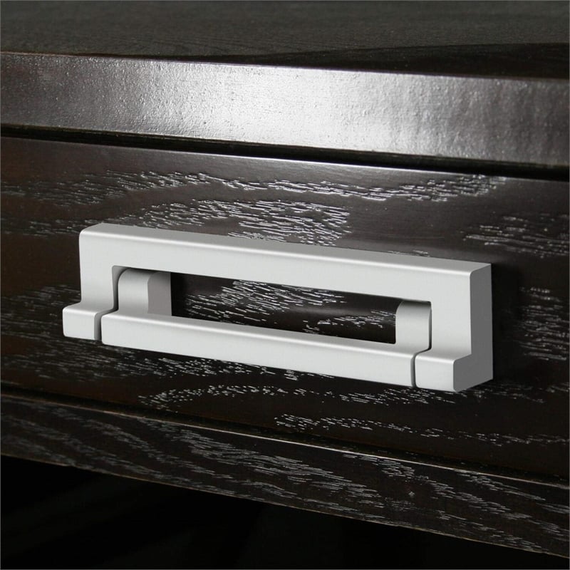 Maklaine Mid-Century Computer Wood Desk in Mission Oak Chocolate