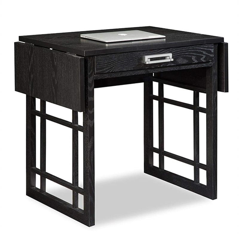 Maklaine Mid-Century Computer Wood Desk in Mission Oak Chocolate