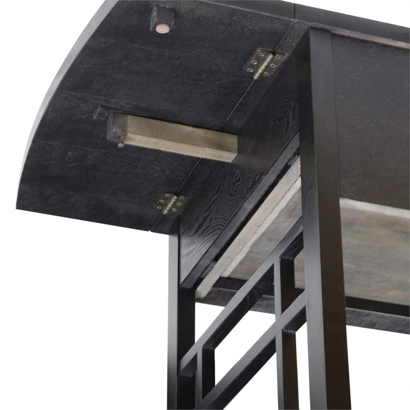 Maklaine Mid-Century Computer Wood Desk in Mission Oak Chocolate