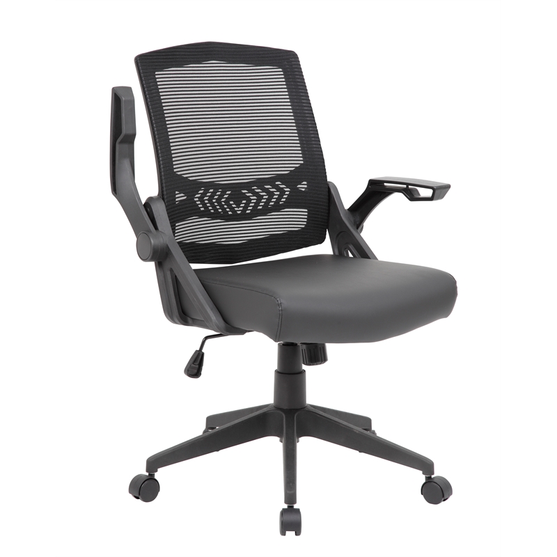 Maklaine Contemporary Mesh Adjustable Computer Desk Chair with Flip Arms