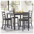Maklaine Transitional 5 Piece Square Dining Table Set in Gray