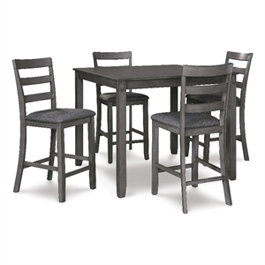 Maklaine Transitional 5 Piece Square Dining Table Set in Gray