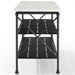 Maklaine Metal/Faux Marble Top Kitchen Island in Matte Black