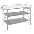 Maklaine Metal/Faux Marble Top Kitchen Island in Matte Black