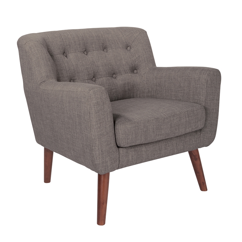 Maklaine Contemporary Chair in Cement Gray Fabric with Coffee Legs