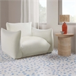 Maklaine Contemporary Faux Travertine & Marble Side Table in Tan