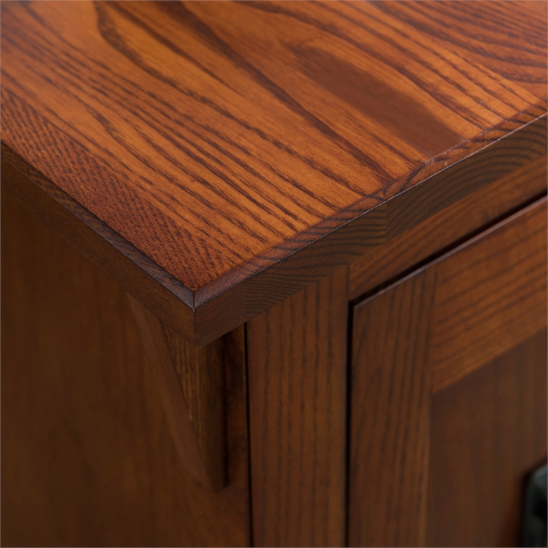 Maklaine Mission Cabinet Wood End Table in Brown Finish/Russet