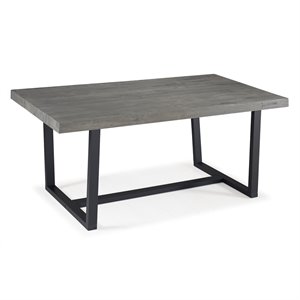 Maklaine Transitional 72&quot Solid Pine Wood Dining Table in Gray/Black