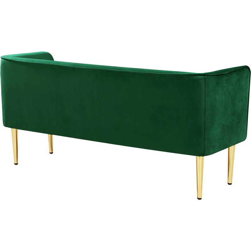 Maklaine Elegant Modern / Contemporary Green Finish Velvet Bench