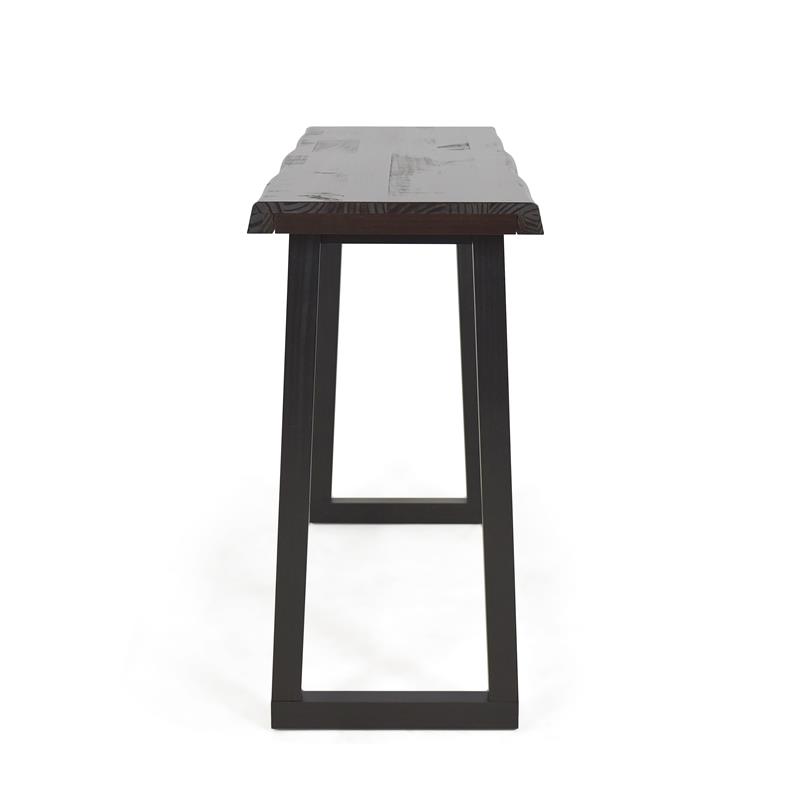 Maklaine Cherry and Ebony Solid Wood Live Edge Sofa Bar Table